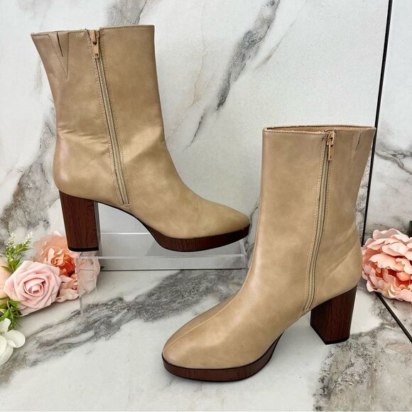 JOURNEE COLLECTION Romer Tru Comfort Platform Block Heel Booties in Tan Size 8 - Picture 5 of 16